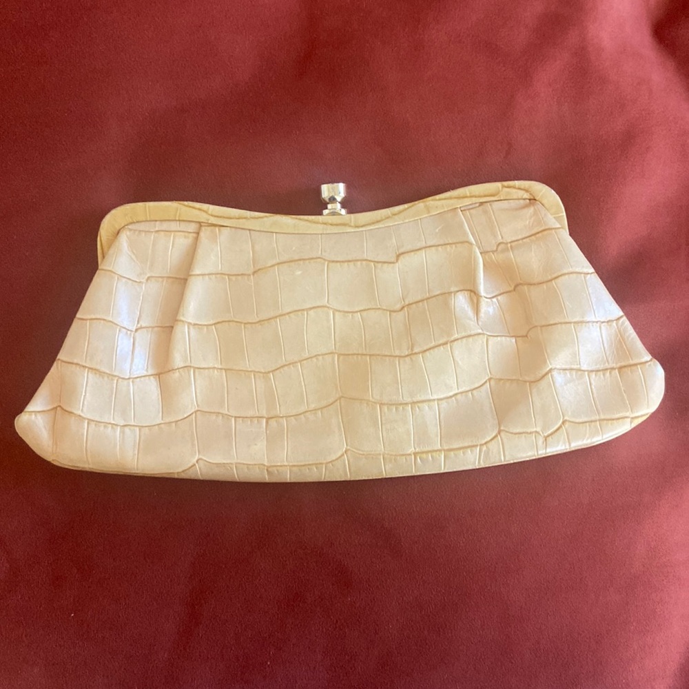 Banana Republic yellow leather clutch